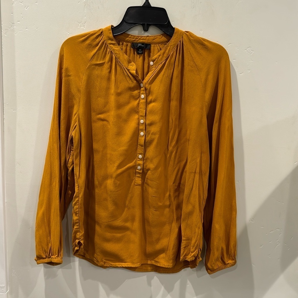 J.crew Gold Drapey Popover Blouse SZ XS Used Lightly